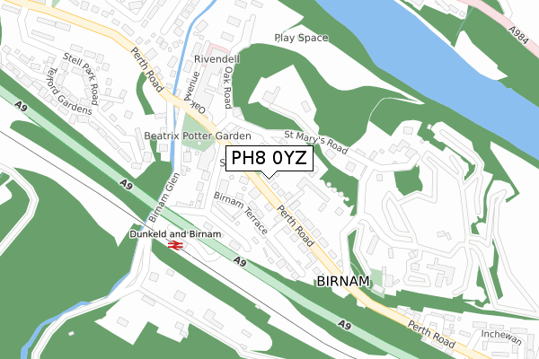 PH8 0YZ map - large scale - OS Open Zoomstack (Ordnance Survey)