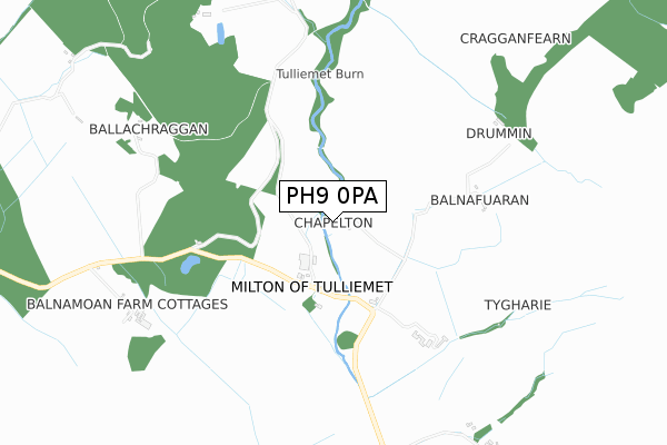 PH9 0PA map - small scale - OS Open Zoomstack (Ordnance Survey)