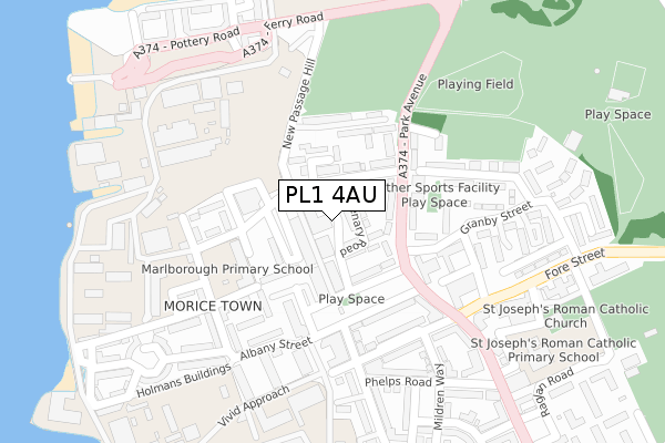 PL1 4AU map - large scale - OS Open Zoomstack (Ordnance Survey)