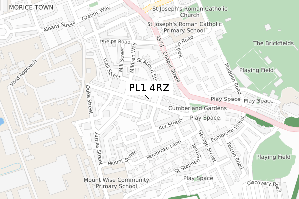 PL1 4RZ map - large scale - OS Open Zoomstack (Ordnance Survey)