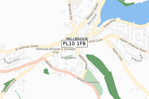 PL10 1FB map - large scale - OS Open Zoomstack (Ordnance Survey)