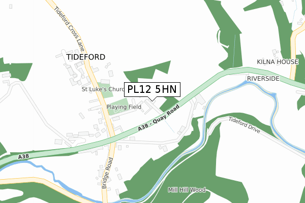 PL12 5HN map - large scale - OS Open Zoomstack (Ordnance Survey)