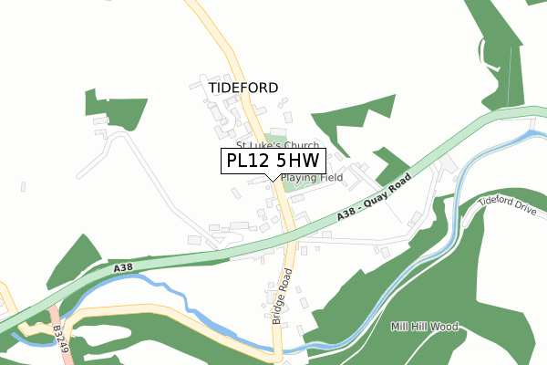 PL12 5HW map - large scale - OS Open Zoomstack (Ordnance Survey)