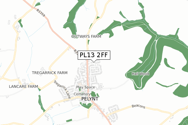 PL13 2FF map - small scale - OS Open Zoomstack (Ordnance Survey)