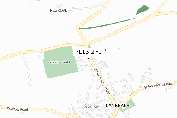 PL13 2FL map - large scale - OS Open Zoomstack (Ordnance Survey)