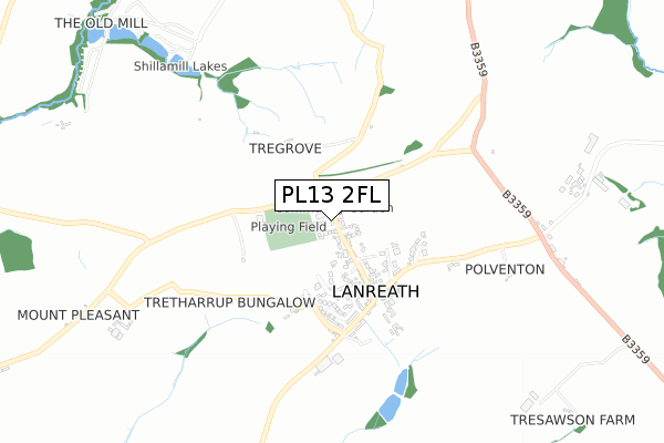 PL13 2FL map - small scale - OS Open Zoomstack (Ordnance Survey)