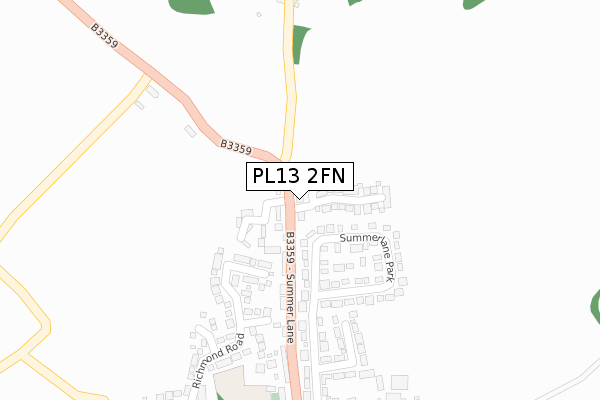 PL13 2FN map - large scale - OS Open Zoomstack (Ordnance Survey)