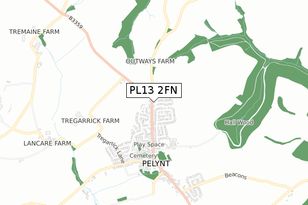 PL13 2FN map - small scale - OS Open Zoomstack (Ordnance Survey)