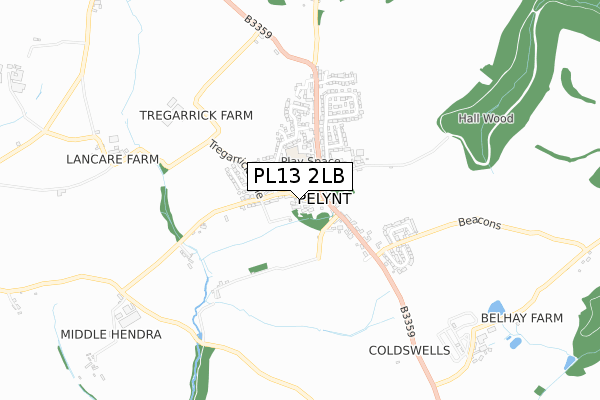 PL13 2LB map - small scale - OS Open Zoomstack (Ordnance Survey)