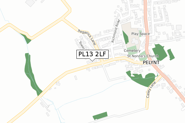 PL13 2LF map - large scale - OS Open Zoomstack (Ordnance Survey)