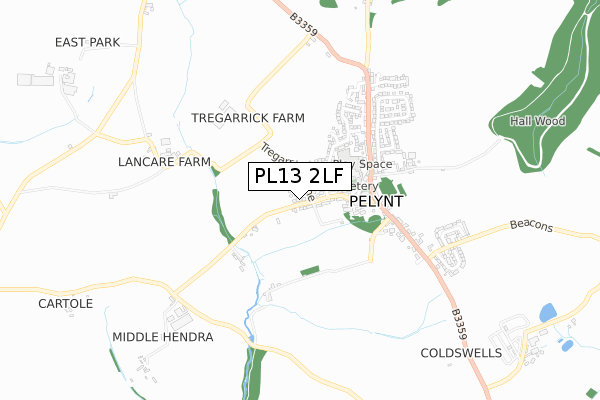 PL13 2LF map - small scale - OS Open Zoomstack (Ordnance Survey)