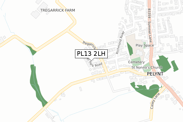 PL13 2LH map - large scale - OS Open Zoomstack (Ordnance Survey)