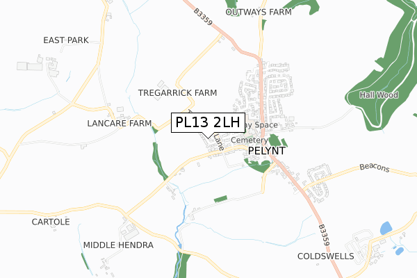 PL13 2LH map - small scale - OS Open Zoomstack (Ordnance Survey)