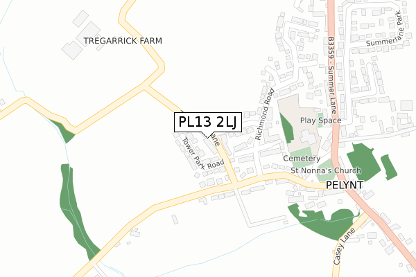 PL13 2LJ map - large scale - OS Open Zoomstack (Ordnance Survey)