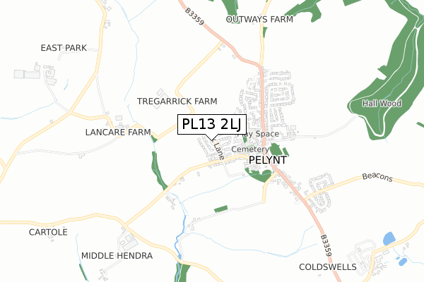 PL13 2LJ map - small scale - OS Open Zoomstack (Ordnance Survey)