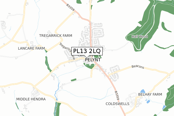 PL13 2LQ map - small scale - OS Open Zoomstack (Ordnance Survey)