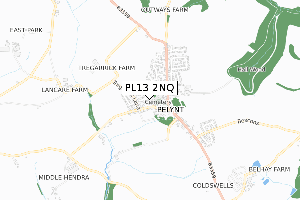 PL13 2NQ map - small scale - OS Open Zoomstack (Ordnance Survey)