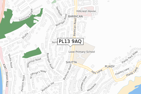 PL13 9AQ map - large scale - OS Open Zoomstack (Ordnance Survey)