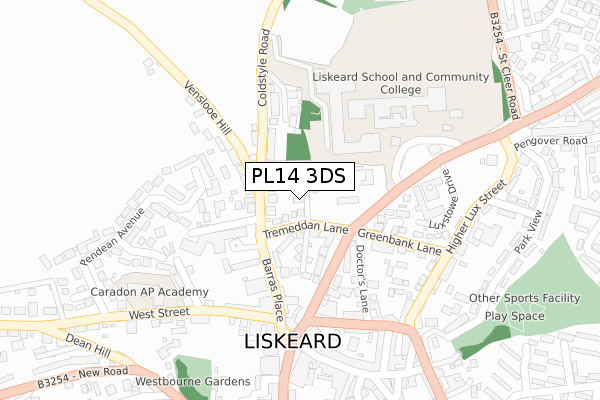 PL14 3DS map - large scale - OS Open Zoomstack (Ordnance Survey)