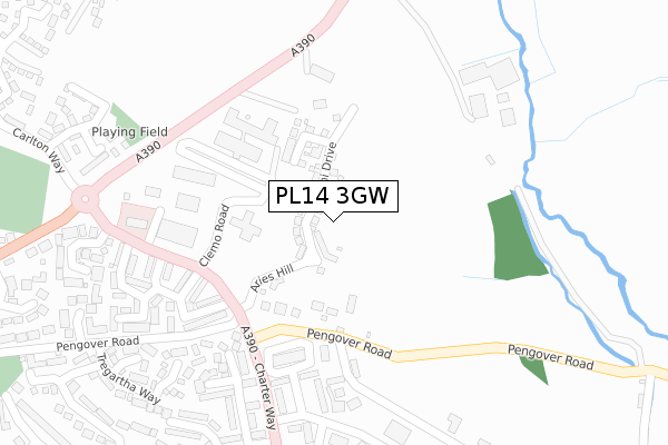 PL14 3GW map - large scale - OS Open Zoomstack (Ordnance Survey)