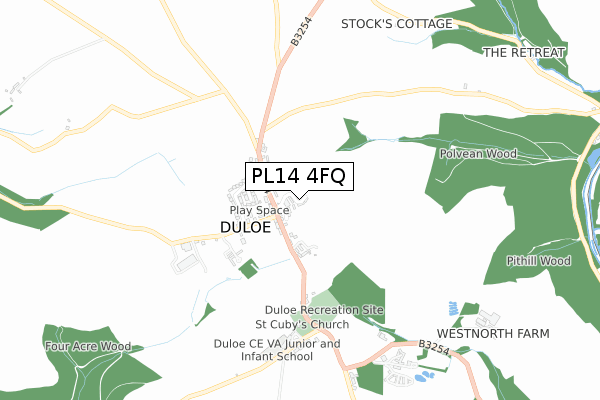 PL14 4FQ map - small scale - OS Open Zoomstack (Ordnance Survey)