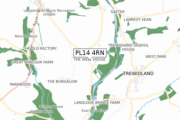 PL14 4RN map - small scale - OS Open Zoomstack (Ordnance Survey)