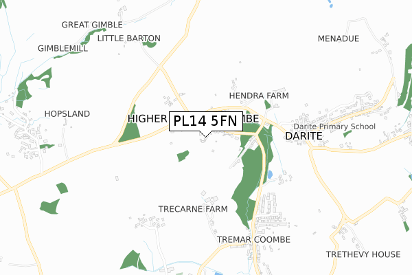 PL14 5FN map - small scale - OS Open Zoomstack (Ordnance Survey)