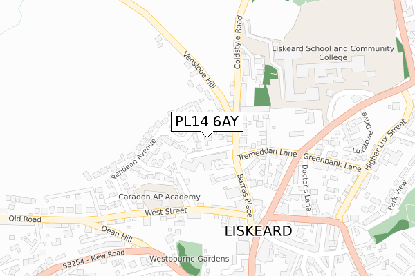 PL14 6AY map - large scale - OS Open Zoomstack (Ordnance Survey)