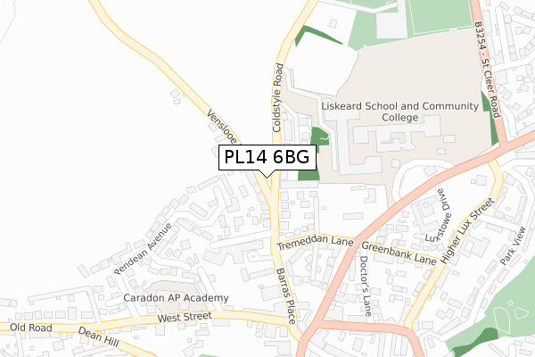 PL14 6BG map - large scale - OS Open Zoomstack (Ordnance Survey)