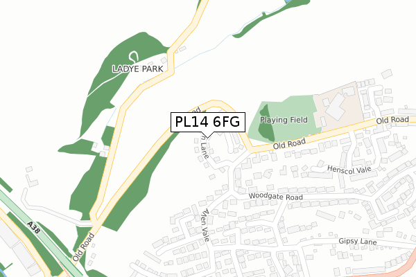 PL14 6FG map - large scale - OS Open Zoomstack (Ordnance Survey)