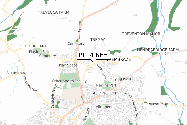 PL14 6FH map - small scale - OS Open Zoomstack (Ordnance Survey)