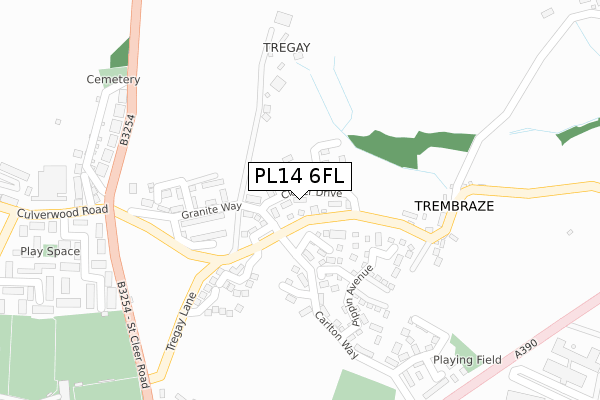 PL14 6FL map - large scale - OS Open Zoomstack (Ordnance Survey)