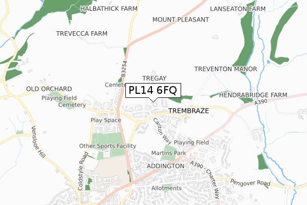 PL14 6FQ map - small scale - OS Open Zoomstack (Ordnance Survey)