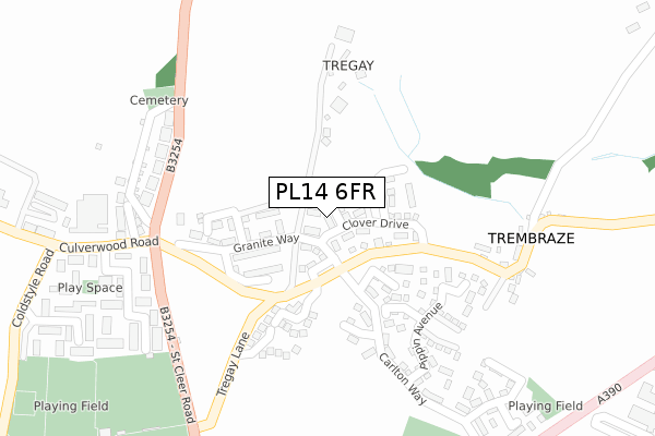 PL14 6FR map - large scale - OS Open Zoomstack (Ordnance Survey)