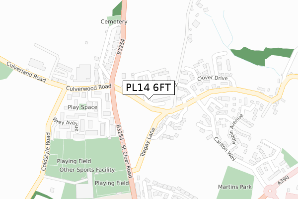 PL14 6FT map - large scale - OS Open Zoomstack (Ordnance Survey)