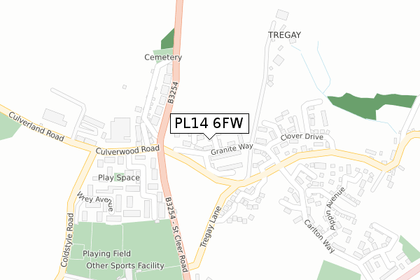 PL14 6FW map - large scale - OS Open Zoomstack (Ordnance Survey)