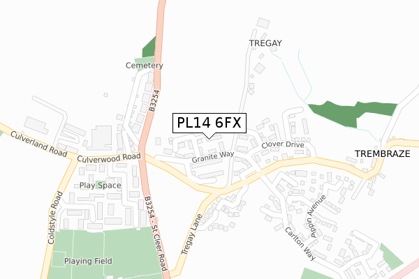 PL14 6FX map - large scale - OS Open Zoomstack (Ordnance Survey)