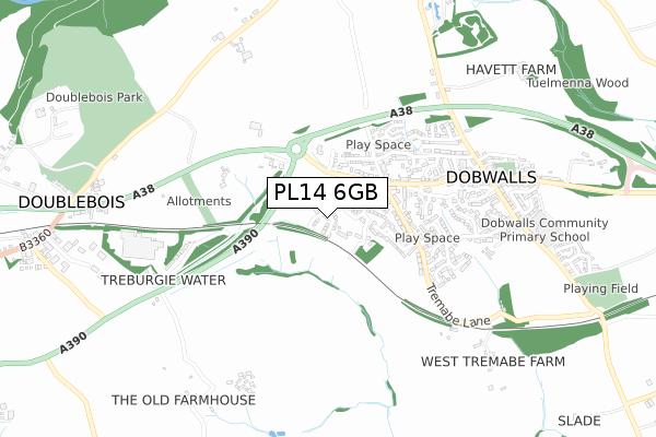 PL14 6GB map - small scale - OS Open Zoomstack (Ordnance Survey)