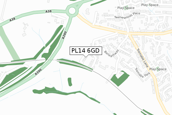 PL14 6GD map - large scale - OS Open Zoomstack (Ordnance Survey)