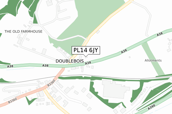 PL14 6JY map - large scale - OS Open Zoomstack (Ordnance Survey)