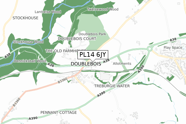 PL14 6JY map - small scale - OS Open Zoomstack (Ordnance Survey)