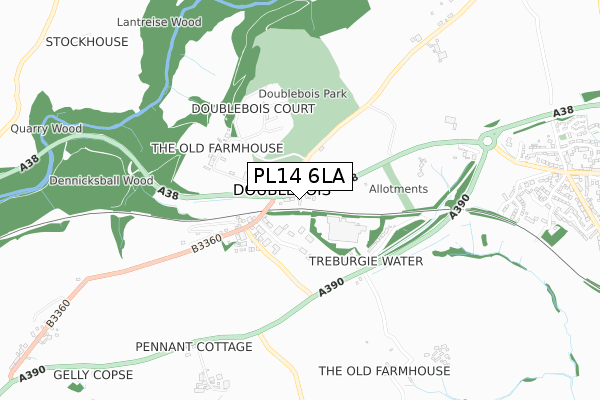 PL14 6LA map - small scale - OS Open Zoomstack (Ordnance Survey)