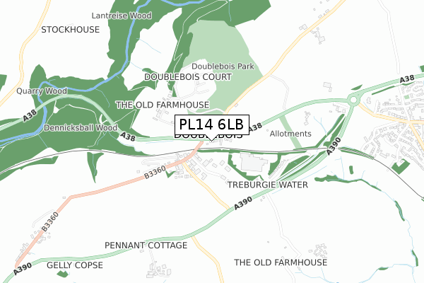 PL14 6LB map - small scale - OS Open Zoomstack (Ordnance Survey)