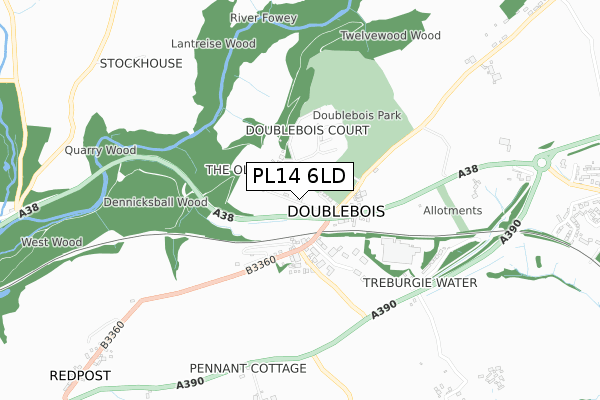 PL14 6LD map - small scale - OS Open Zoomstack (Ordnance Survey)