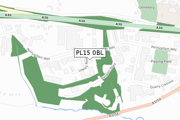 PL15 0BL map - large scale - OS Open Zoomstack (Ordnance Survey)