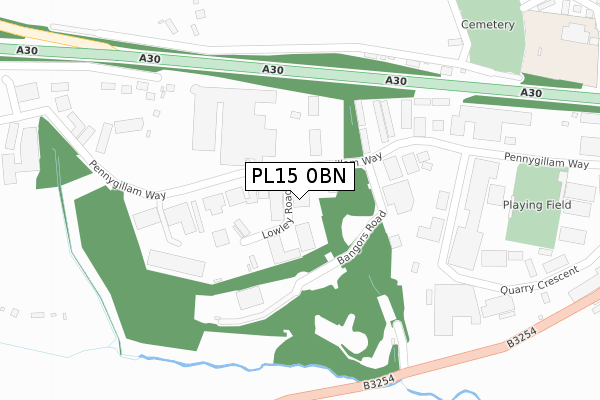 PL15 0BN map - large scale - OS Open Zoomstack (Ordnance Survey)