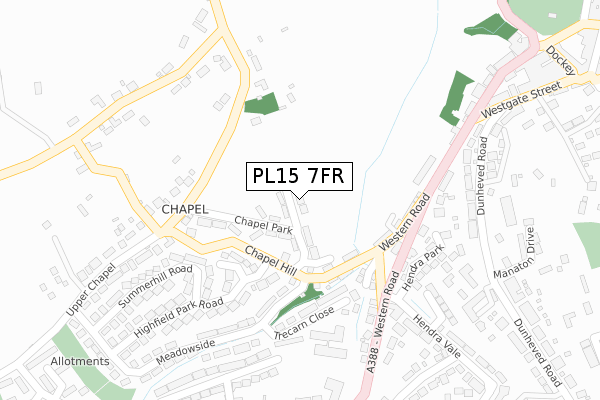 PL15 7FR map - large scale - OS Open Zoomstack (Ordnance Survey)