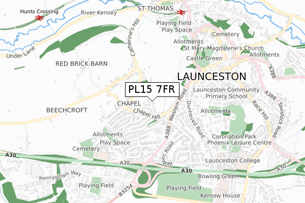 PL15 7FR map - small scale - OS Open Zoomstack (Ordnance Survey)