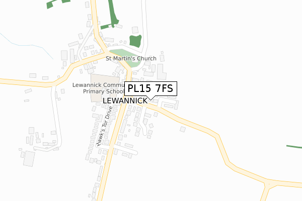 PL15 7FS map - large scale - OS Open Zoomstack (Ordnance Survey)