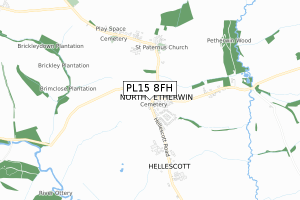 PL15 8FH map - small scale - OS Open Zoomstack (Ordnance Survey)